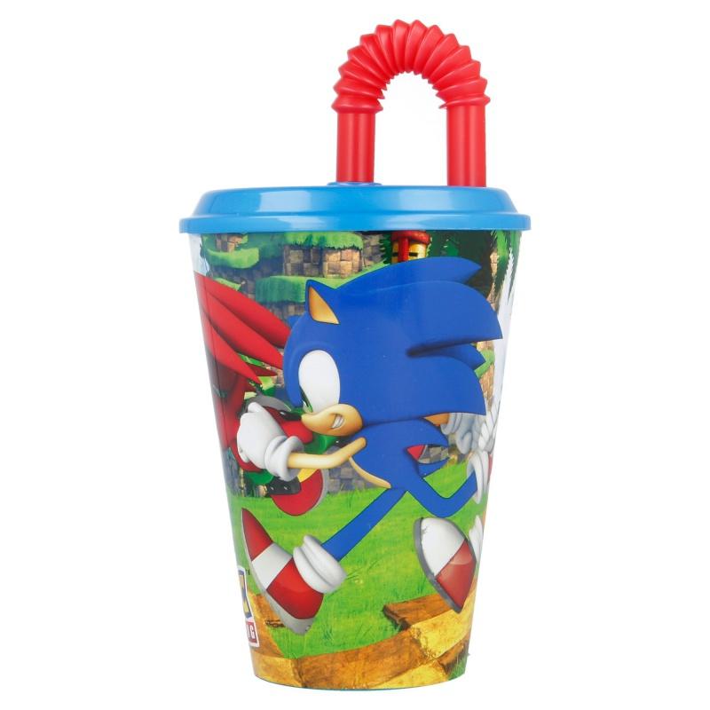 STOR Plastový pohár s vrchnákom a slamkou JEŽKO SONIC 430ml, 40530