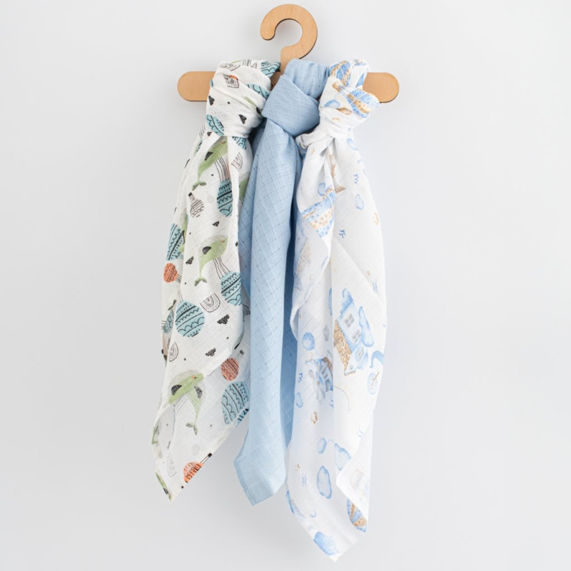 Bavlnené plienky s potlačou New Baby 70x80 cm 3 ks CHLAPEC