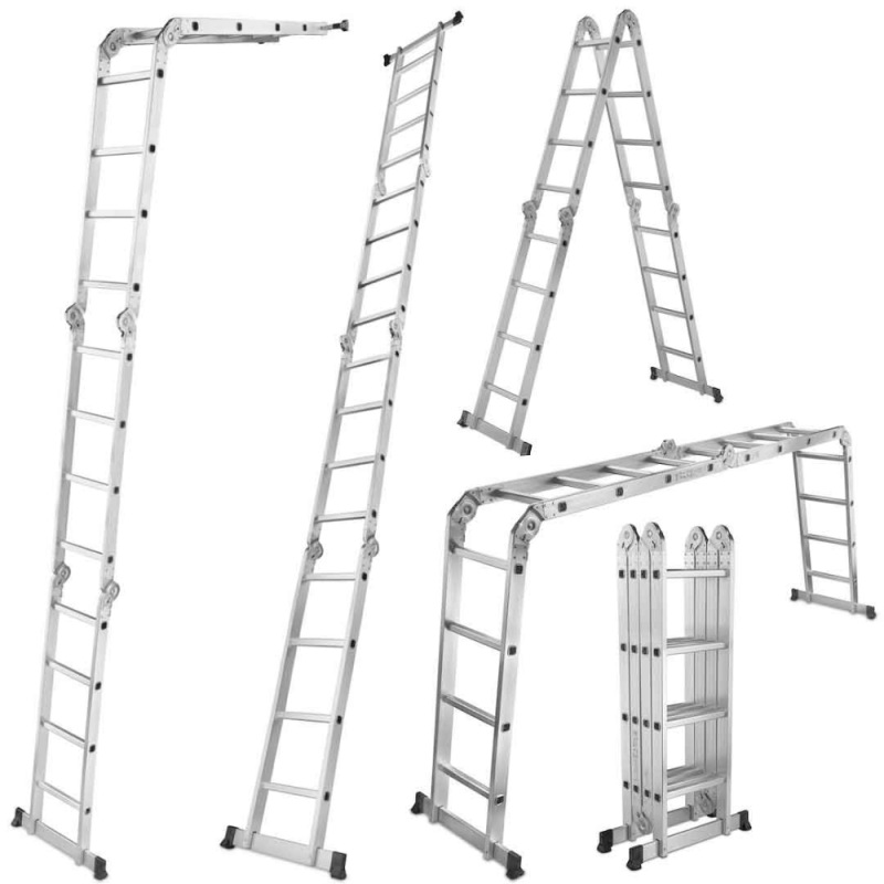 Rebrík štvordielny kĺbový 4 x 4 priečok, 470 cm, 12,2 kg, GEKO