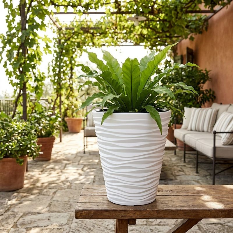 Kvetináč SAND 350, 345x385 mm, biela, vložka 1