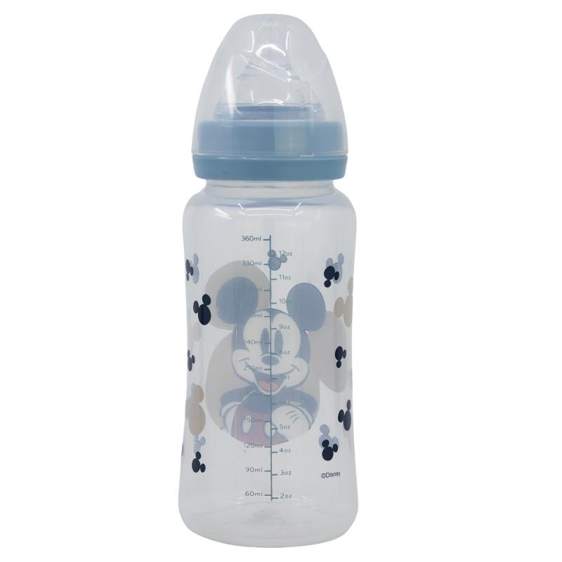 STOR Dojčenská antikoliková fľaša Mickey Mouse Baby Blue, 360ml, 10403