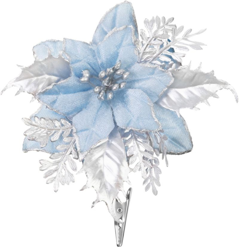 Kvet MagicHome Vianoce, poinsettia, modrá, 9,5 cm, veľkosť kvetu: 13 cm