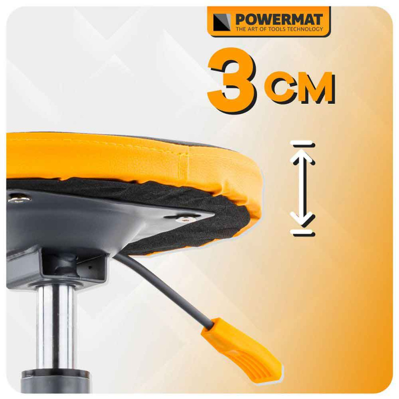 Stolička kruhová s pojazdovými kolieskami, výška sedenia 40-52 cm, POWERMAT 18