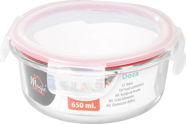 Dóza MagicHome, okrúhla, 650 ml, s vekom, Clip, sklenená 2