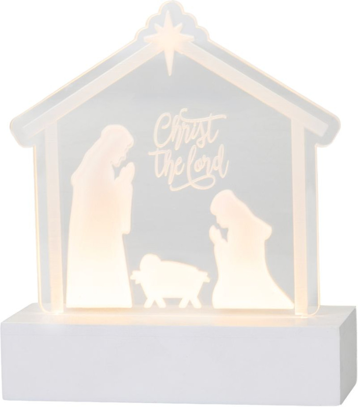 Dekorácia MagicHome Vianoce, Narodenie Ježiša, 10xLED teplá biela, IP20, 2xAA, 15x5,8x17,5 cm