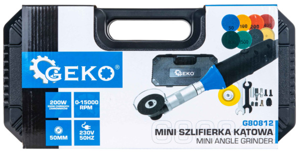 Mini uhlová brúska s príslušenstvom, 200W, GEKO 14