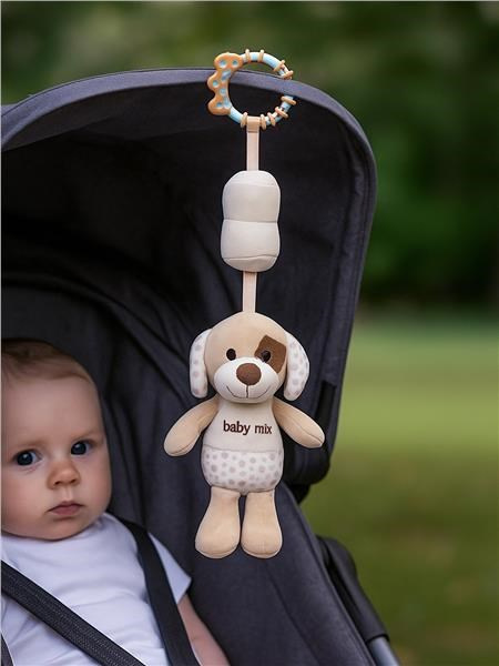 Edukačná hrajúca plyšová hračka s klipom Baby Mix psík hnedý 1