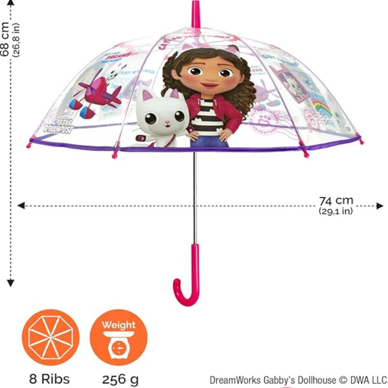 Detský transparentný dáždnik Perletti Kids "Gabby´s Dollhouse", 75401 1