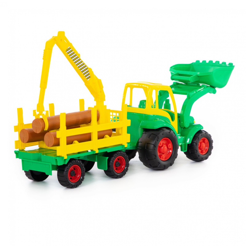 Traktor s prívesom a radlicou veľký 3