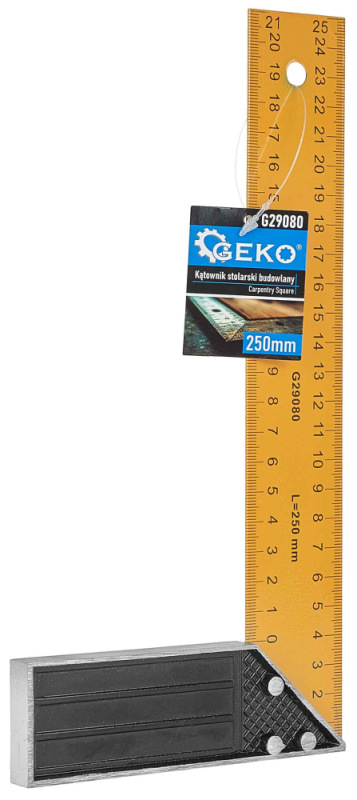 Uholník stolársky 250 mm, žltý, GEKO 3