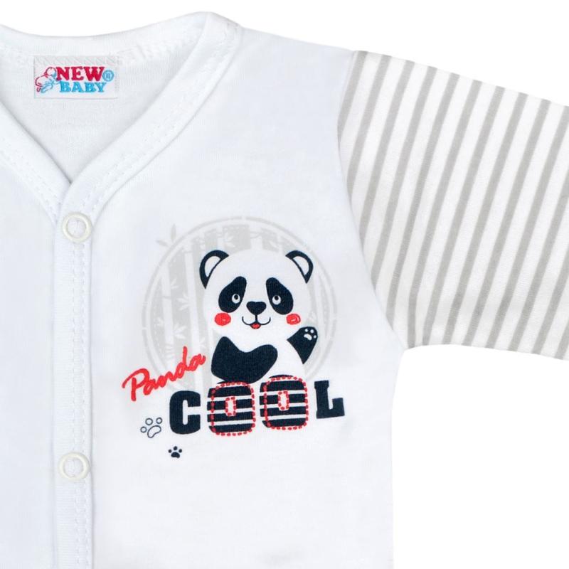 Dojčenské celorozopínacie body s dlhým rukávom New Baby Panda 56 (0-3m)