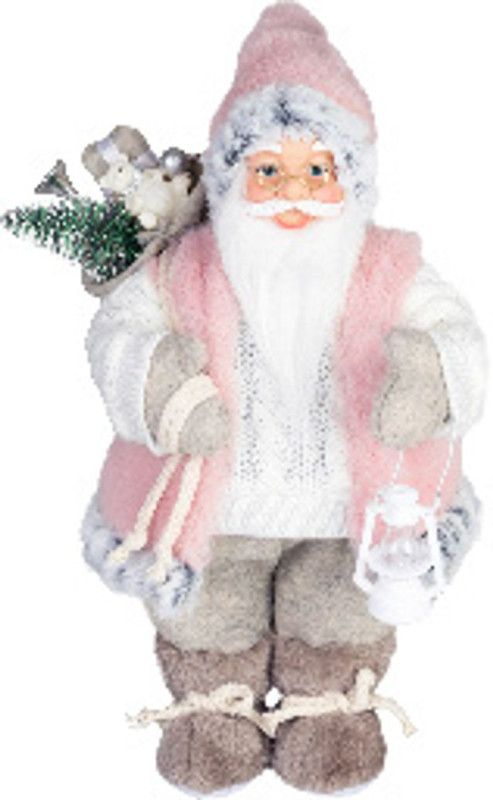 Dekorácia MagicHome Vianoce, Santa, s darčekom, ružovo-hnedý, 60 cm