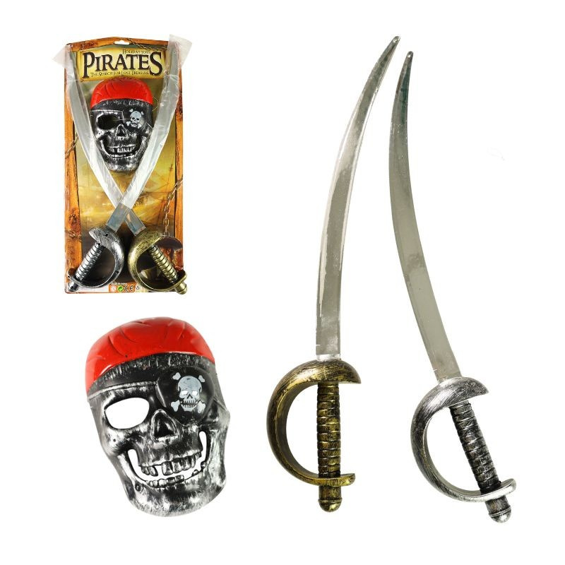 Pirátska súprava s dvoma mečmi a maskou