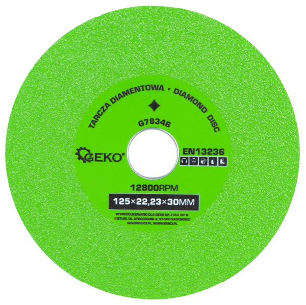 Rezný diamantový kotúč na sklo 125 x 22,2 x 30 mm, GEKO