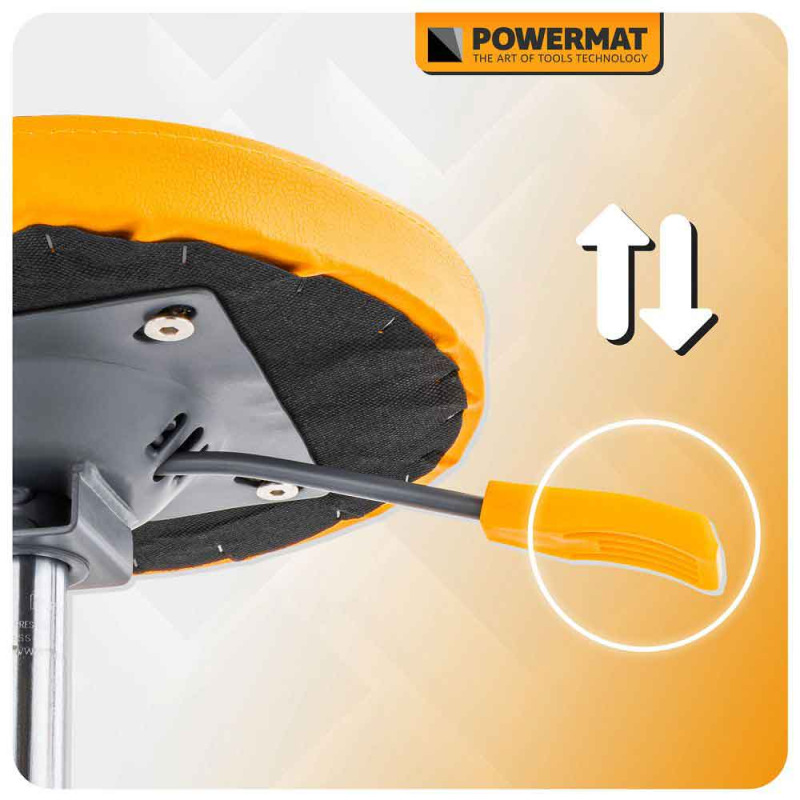Stolička kruhová s pojazdovými kolieskami, výška sedenia 40-52 cm, POWERMAT 16