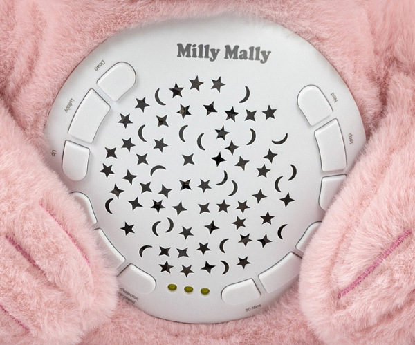 Plyšový zaspávačik medvedík s projektorom Milly Mally Bear pink 3