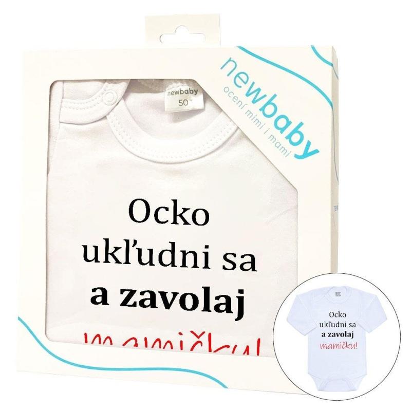 Body s potlačou New Baby a zavolaj MAMIČKU! - darčekové balenie 68 (4-6m)