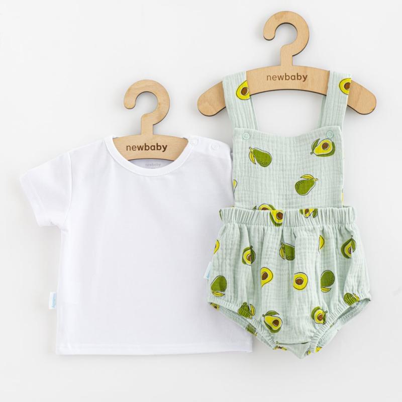 Mušelínový dojčenský set Kraťasy a Tričko New Baby Avocado 86 (12-18m)