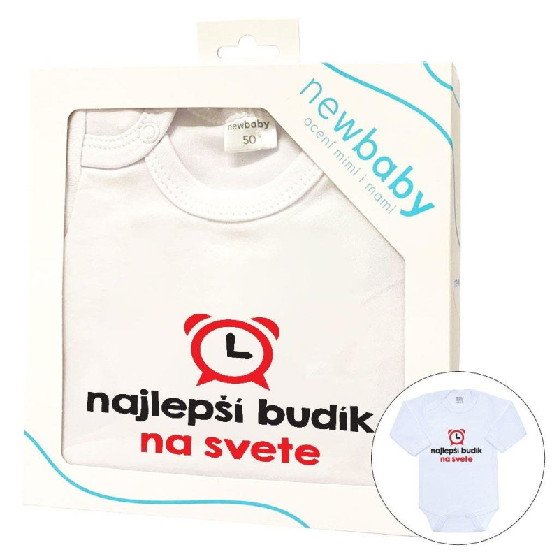 Body s potlačou New Baby najlepší budík na svete - darčekové balenie 86 (12-18m) 2