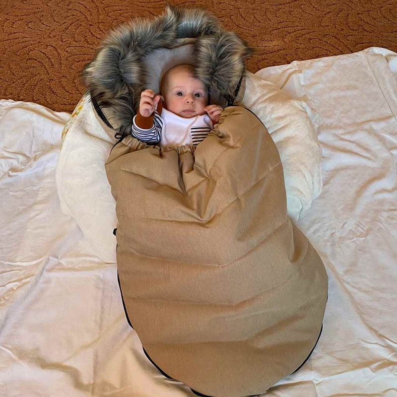 Detsky fusak NEW BABY s kožušinou svetlo sivý 4