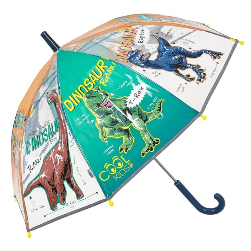 Detský reflexný transparentný dáždnik Perletti Cool Kids "Dinosaur", 15653