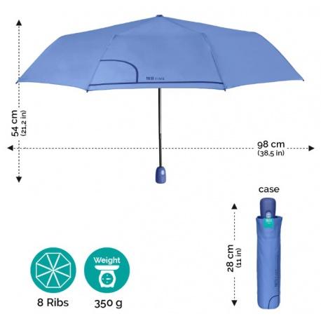 PERLETTI Dámský plnoautomatický dáždnik COLORINO / nebeská-modrá, 26294