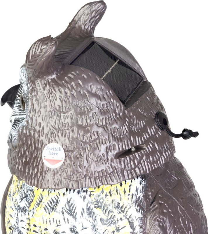 Plašič vtákov Strend Pro, sova, solárna, USB, otočná hlava, zvuk, svietiace oči 2