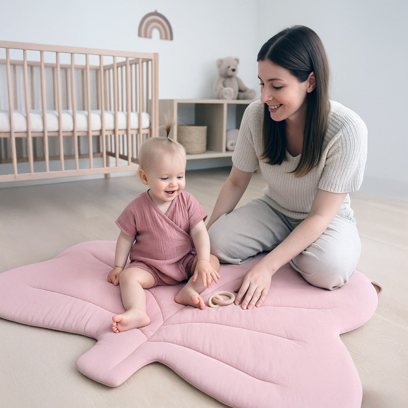 Mušelínová hracia deka New Baby Maple Leaf pink 5