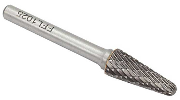 Technická fréza kužeľová zaoblená 10 x 25 mm, dĺžka 65 mm TYP L, stopka 6 mm, XL-TOOLS