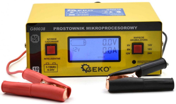 Nabíjačka batérii mikroprocesorová LCD 6/12V, 6-150 Ah, nabíjací prúd 15 A, GEKO 1