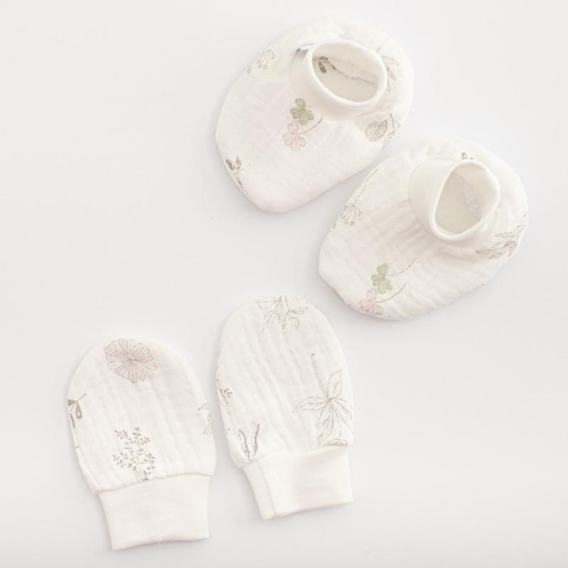 Dojčenský mušelínový set-capačky a rukavičky New Baby Zoe Univerzálna