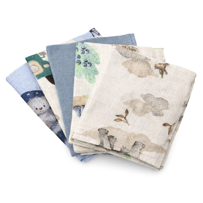 Bavlnené plienky s potlačou NEW BABY 60x80 cm STANDARD BOY 5 ks