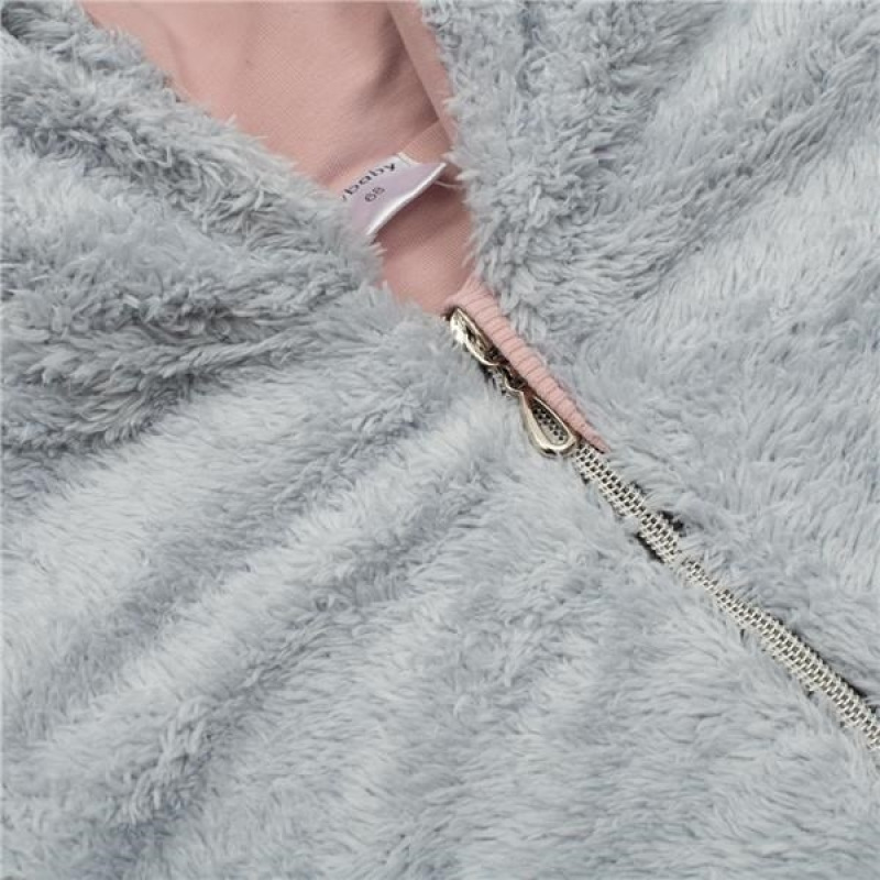 Luxusný detský zimný overal New Baby Teddy bear šedo ružový 62 (3-6m) 2