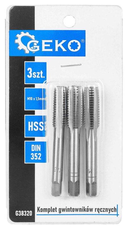 Sada závitníkov HSS, M10 x 1,5, 3-dielna, GEKO 2