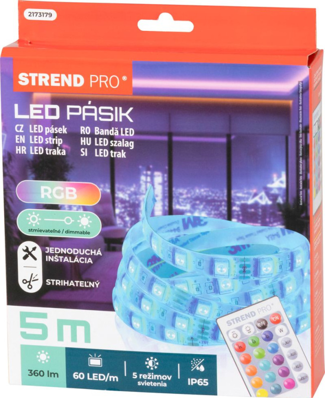 Svietidlo Strend Pro, svetelný LED pas, LED, RGB, 18W, farebný 1