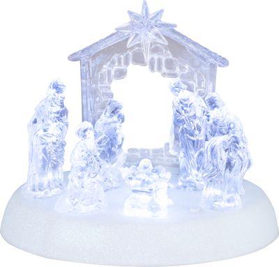 Dekorácia MagicHome Vianoce, betlehem, 7x LED, 3xAAA, akryl, 19,5x14x17,5 cm