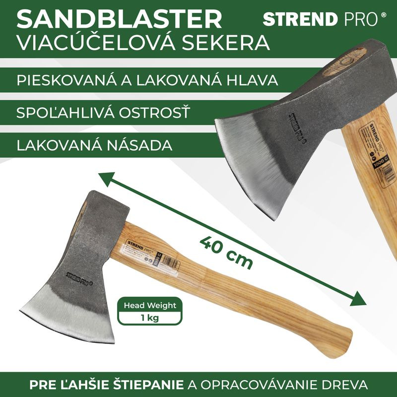 Sekera Strend Pro A613 Sandblaster 1000 g, drevená násada 400 mm 2