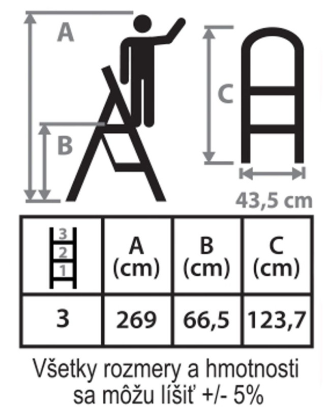 Schodíky Strend Pro LFT130 3-stupienkové stúpadlo, oceľové, EN14183, nosn. 150 kg 5
