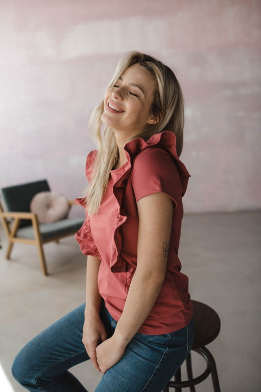 Dojčiace tričko Milky Wawes milk & love krátky rukáv hnedo ružové XL 3