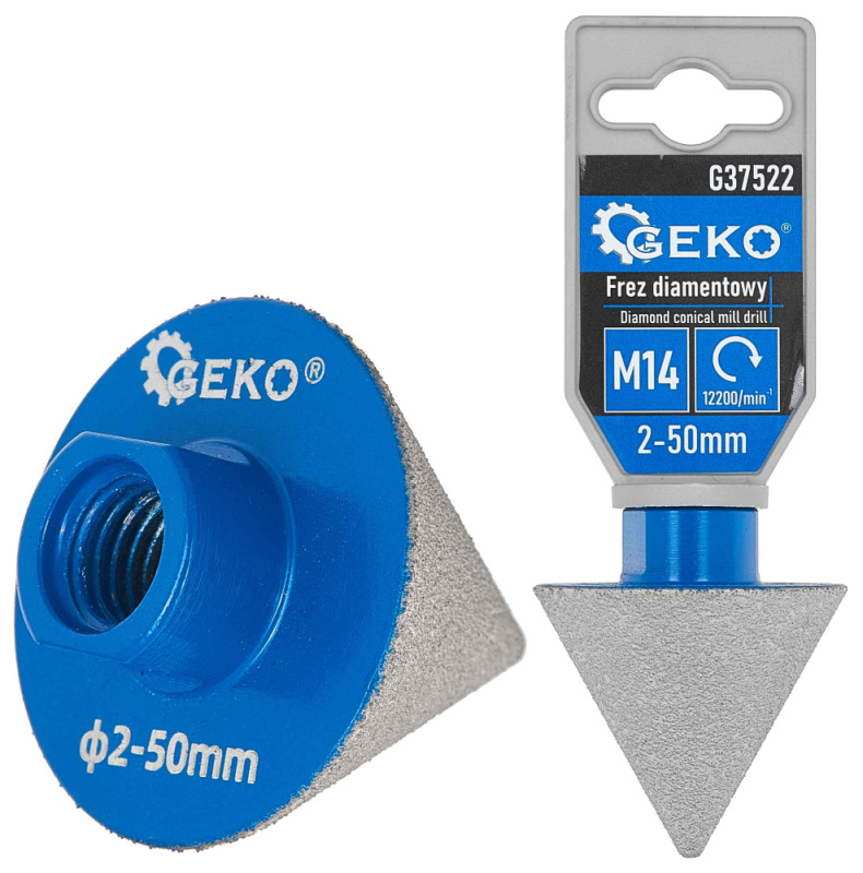 Brúsny diamantový kužeľový kotúč 2-50 mm, upnutie závit M14, GEKO