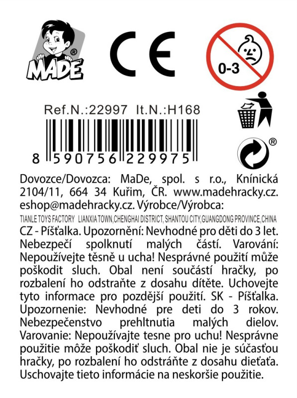 Píšťalka, 12 ks na karte 3