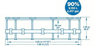 Bazén Bestway® Steel Pro MAX, 56709, vzor ratan, kartušová filtrácia, rebrík, 366x100 cm