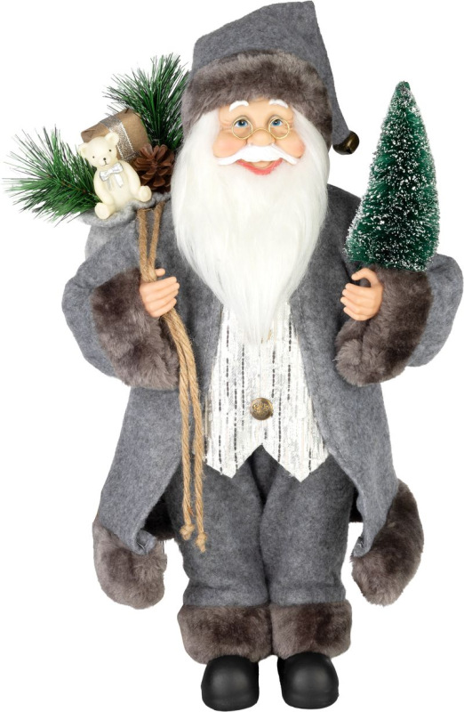 Dekorácia MagicHome Vianoce, santa, textil, šedý, 16x26x45 cm