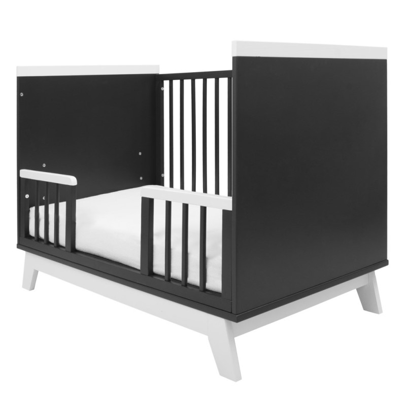 Detská postieľka so zábranou New Baby MARCUS 120x60 cm grafit/biela 1