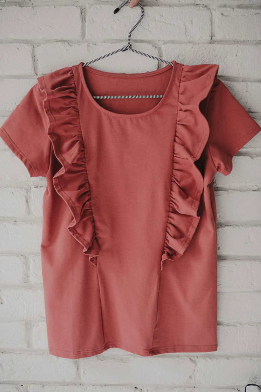 Dojčiace tričko Milky Wawes milk & love krátky rukáv hnedo ružové XL 1