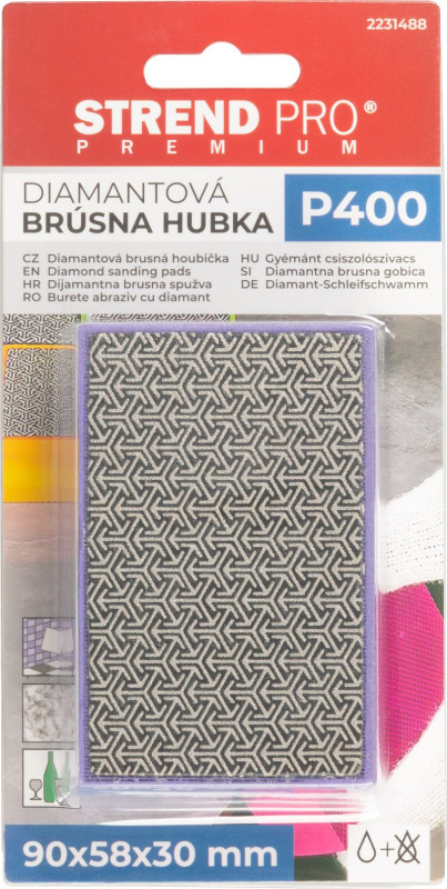 Hubka Strend Pro Premium, 90x58x30 mm, P400, brúsna, diamantová, pre obkladačov 2