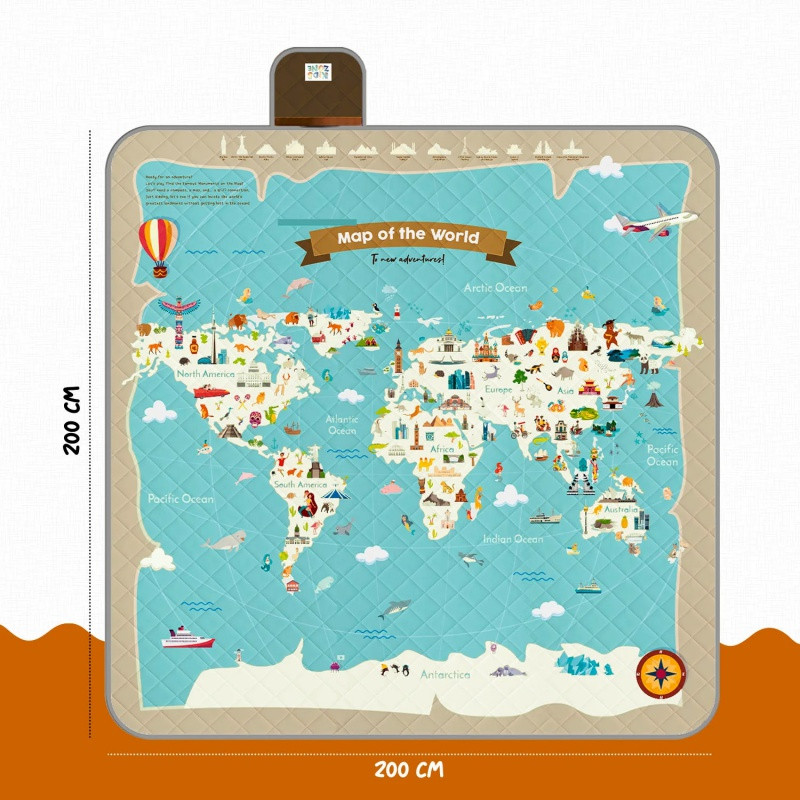 Veľká pikniková deka Perletti Travel – Mapa sveta, 200x200cm, 13152 2