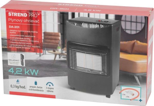 Ohrievač Strend Pro DA-201F 4,2kW, + plynová hadica a regulátor plynu, plynový, skladací 8
