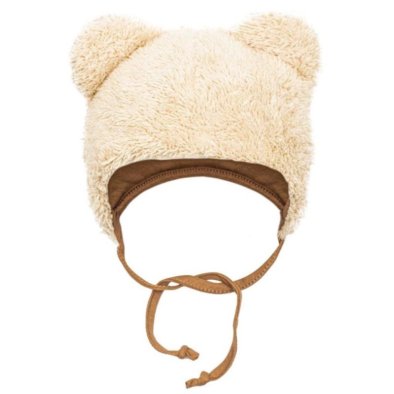 Zimná dojčenská čiapočka so šatkou na krk New Baby Teddy bear béžová 74 (6-9m)