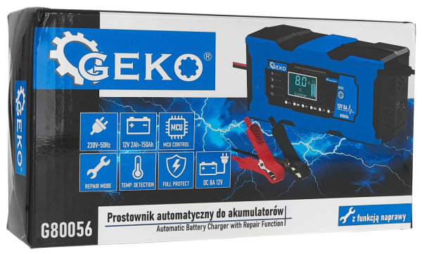 Nabíjačka autobatérii s funkiou opravy, 230 V, 12V, intenzita prúdu 8A, AGM/GEL, GEKO 8